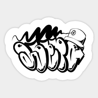 Graffiti Bubble Style "Astro" + Fatcap - black Sticker